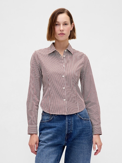 Image number 1 showing, Organic Cotton Fitted Crop Shirt