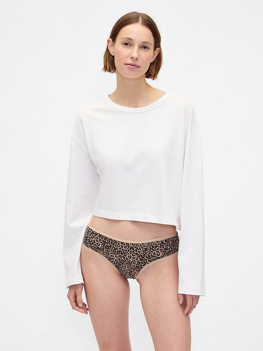 L'image numéro 1 présente Culotte taille basse en coton biologique extensible (paquet de 3)