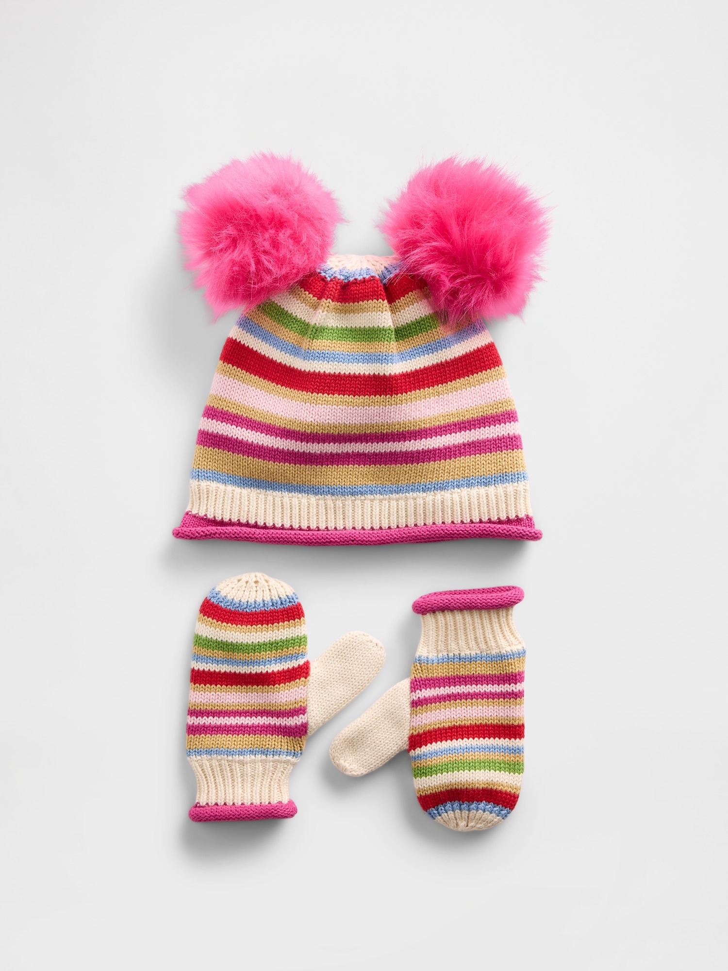 Baby & Toddler Pom Beanie & Mittens Set