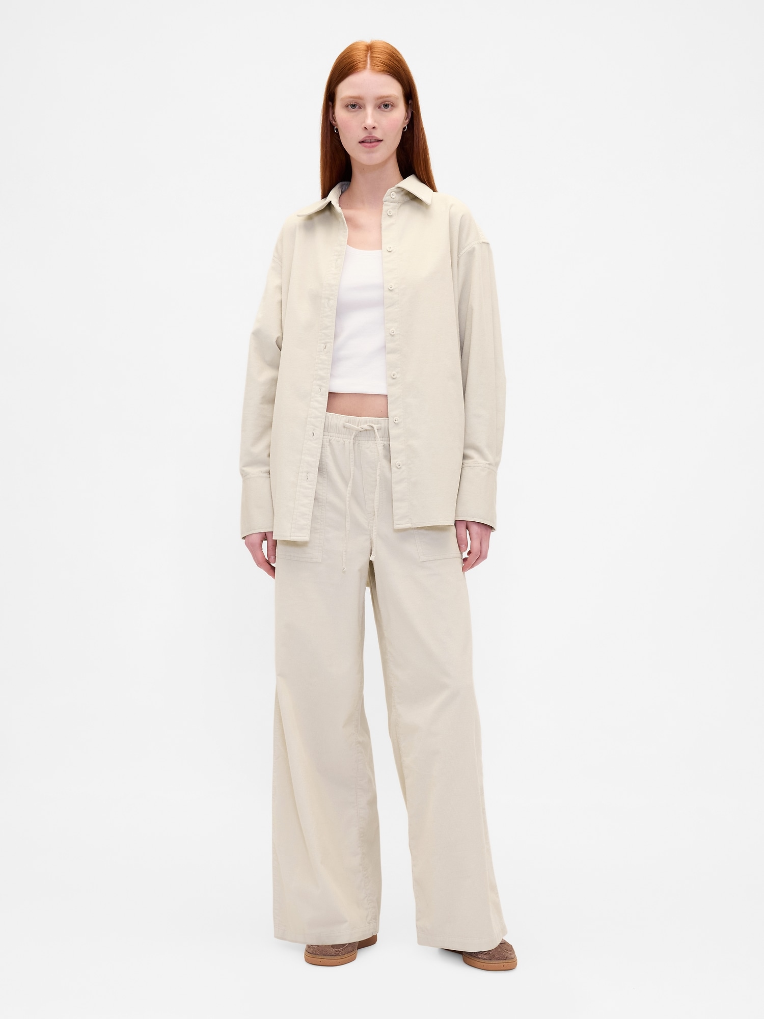 Mid Rise Corduroy Baggy Pants