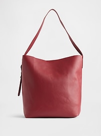 Image number 1 showing, Vegan Leather Bucket Tote Bag