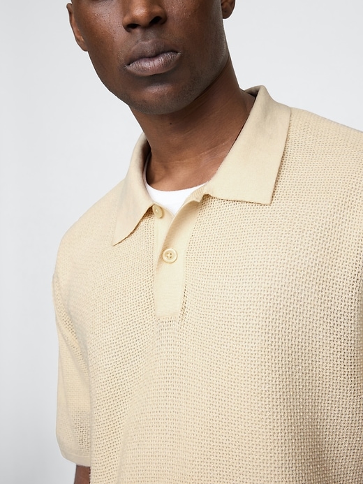 Image number 6 showing, Textured Crochet Polo Sweater
