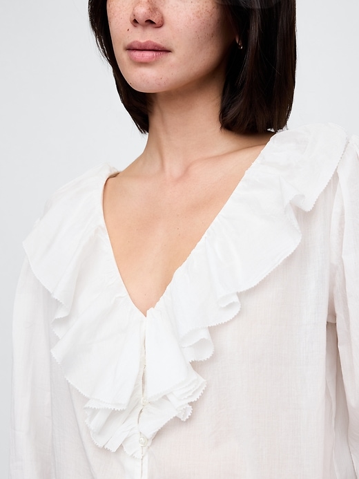 L'image numéro 5 présente Chemise à col en V à volants