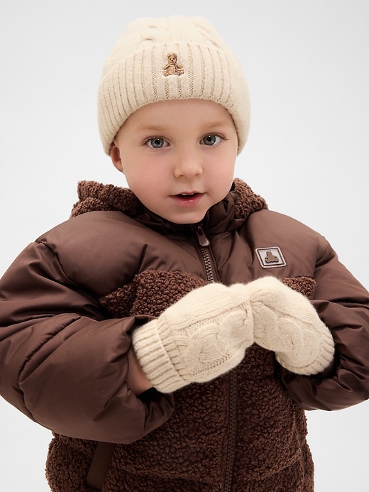Image number 1 showing, Baby & Toddler CashSoft Cable-Knit Beanie & Mittens Set
