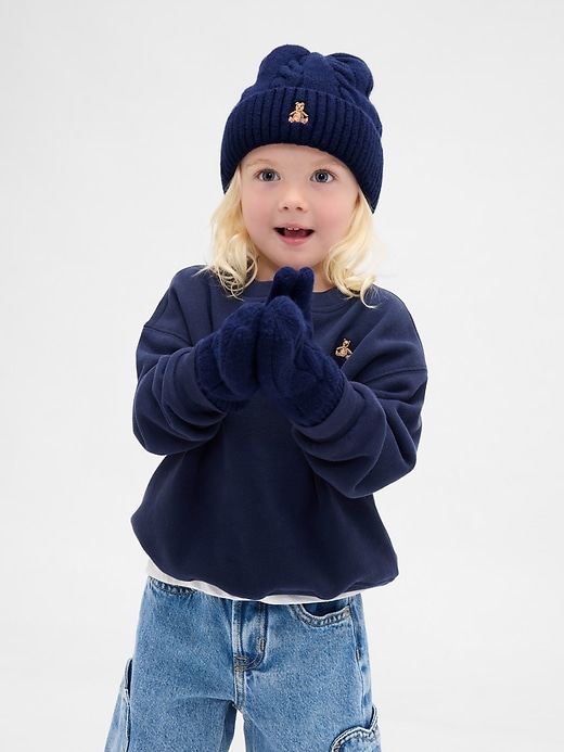 Image number 2 showing, Baby & Toddler CashSoft Cable-Knit Beanie & Mittens Set