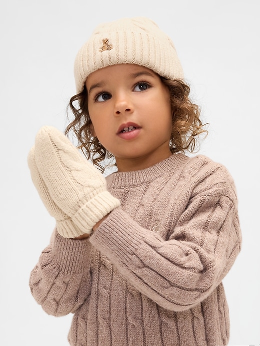 Image number 2 showing, Baby & Toddler CashSoft Cable-Knit Beanie & Mittens Set