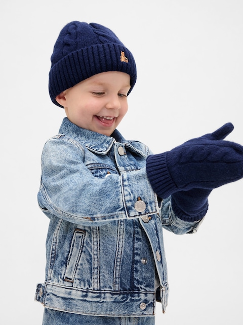 Baby & Toddler CashSoft Cable-Knit Beanie & Mittens Set