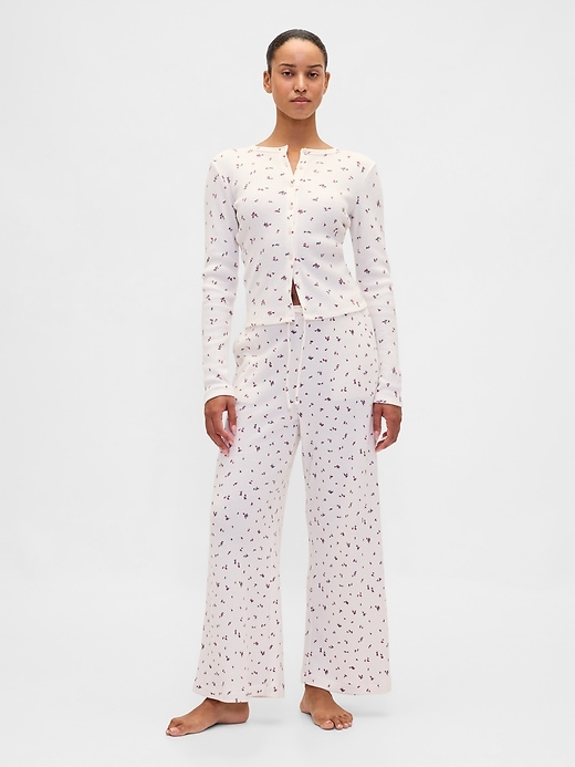 Image number 1 showing, Waffle Wide-Leg PJ Pants