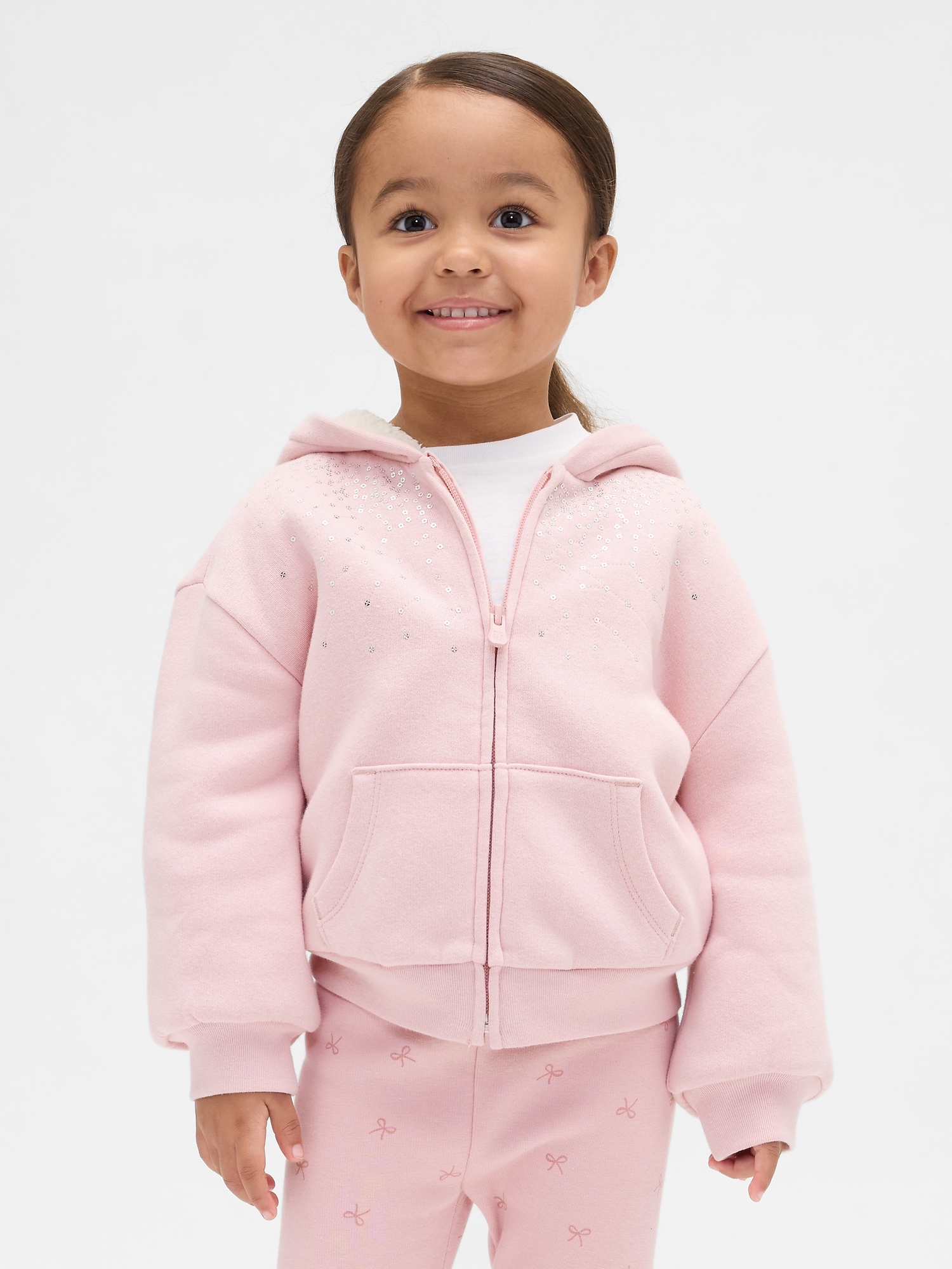 Baby & Toddler Sherpa-Lined Sequin Zip Hoodie