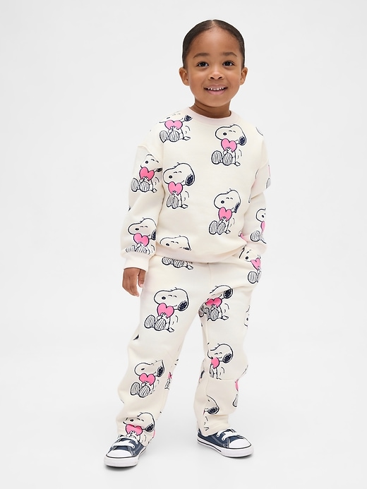L'image numéro 1 présente Pantalon coupe baril en coton ouaté VintageDoux Snoopy pour Bébé et Tout-petit