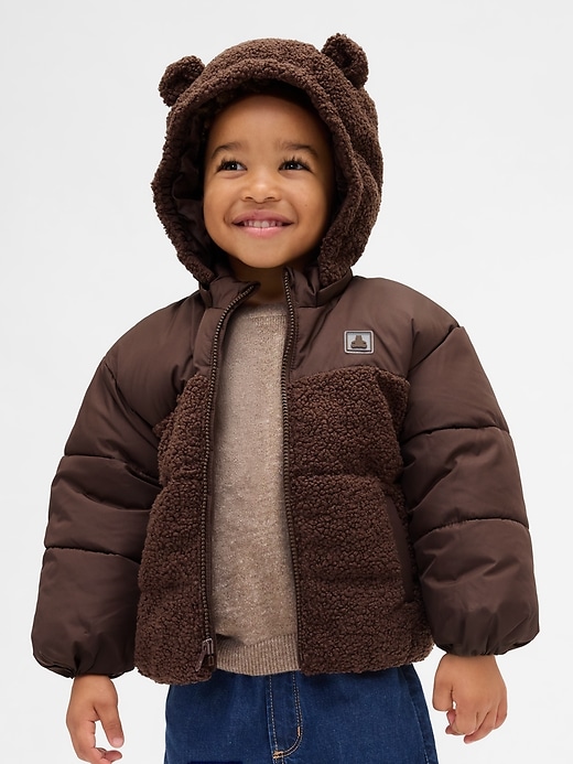 Image number 1 showing, Baby & Toddler Recycled Sherpa Bear Puffer Jacket
