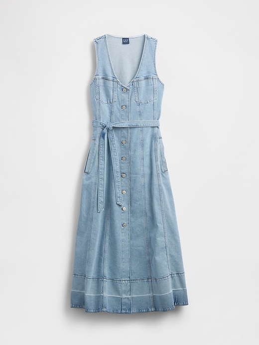 Image number 5 showing, Denim Belted Button-Front Maxi Dress