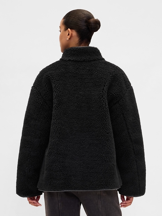 Recycled Sherpa & Vegan Leather-Trim Jacket