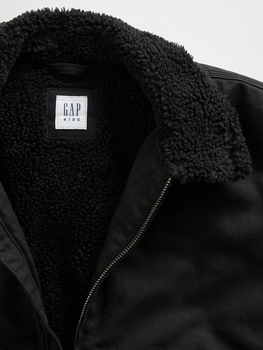 Image number 4 showing, Kids Sherpa-Lined Canvas Bomber Jacket