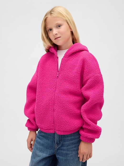 Image number 1 showing, Kids Sherpa Relaxed Zip Hoodie