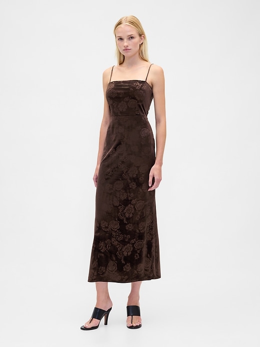 Image number 1 showing, Velvet Square-Neck Maxi Dress