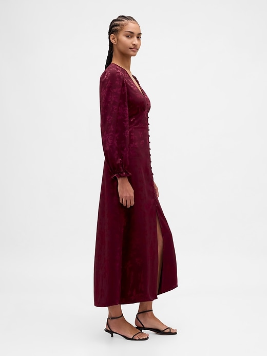 Image number 3 showing, Button-Front V-Neck Maxi Dress