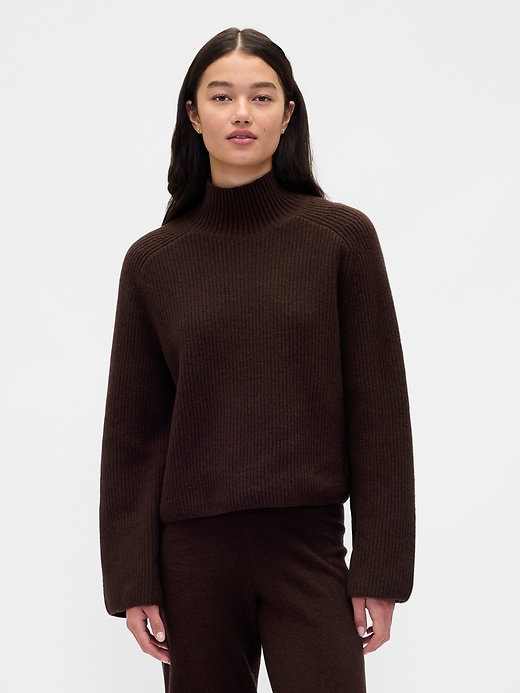 Image number 1 showing, CashSoft Shaker-Stitch Turtleneck Sweater