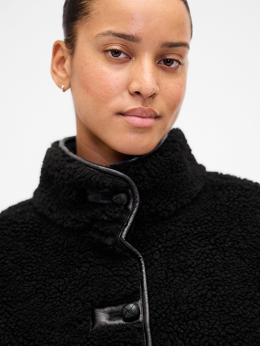 Recycled Sherpa & Vegan Leather-Trim Jacket