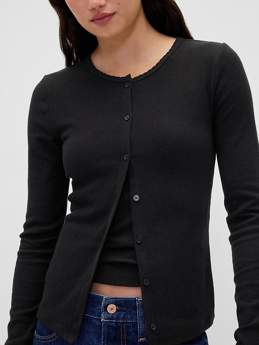 Image number 4 showing, Pointelle Cardigan