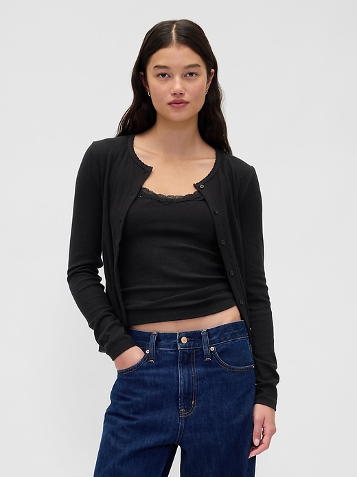 Image number 1 showing, Pointelle Cardigan