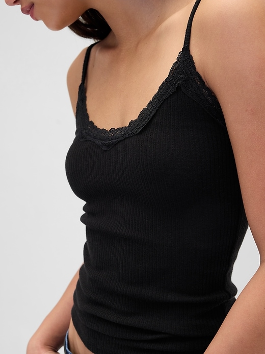 Image number 4 showing, Lace-Trim Pointelle Cami