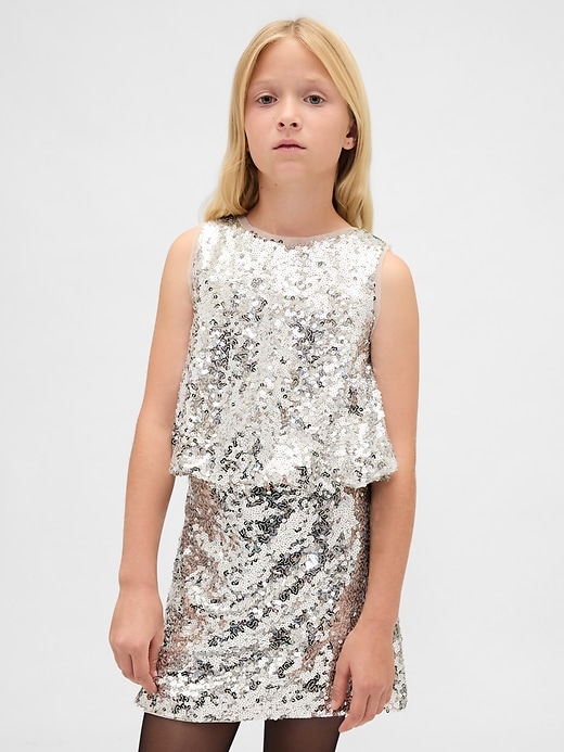 Image number 1 showing, Kids Sequin Bubble Top