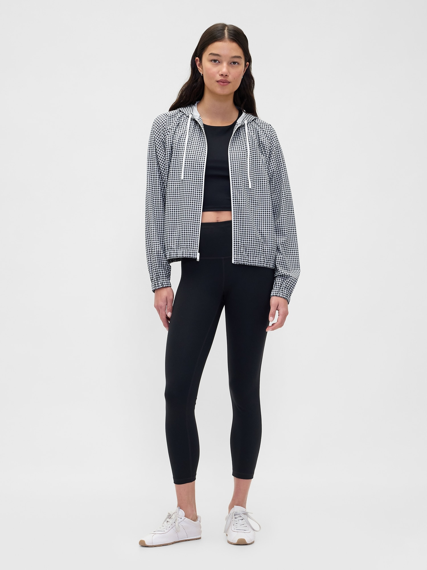 GapFit Tech Gingham Zip Hoodie