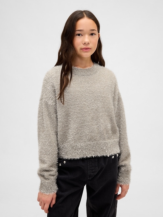 Image number 1 showing, Kids Metallic Eyelash Crewneck Sweater