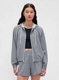 Image number 1 showing, GapFit Tech Gingham Zip Hoodie