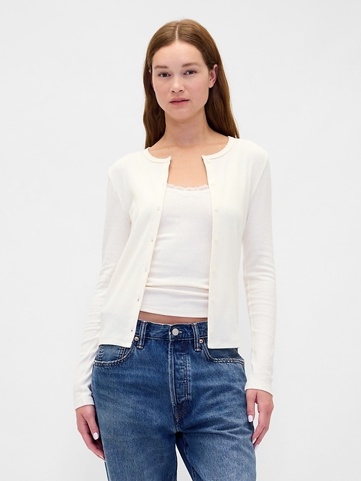 Image number 1 showing, Pointelle Cardigan