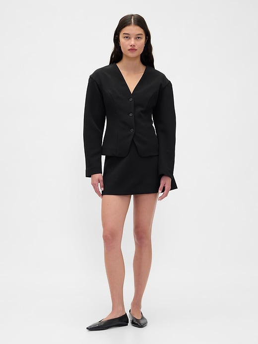 Image number 2 showing, BiStretch Structured Button-Front Top