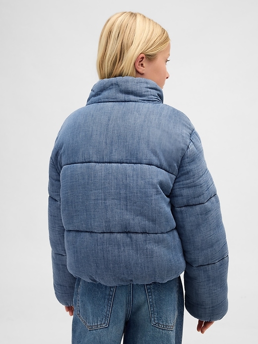 Image number 3 showing, Kids Cozy-Lined Denim Puffer Jacket