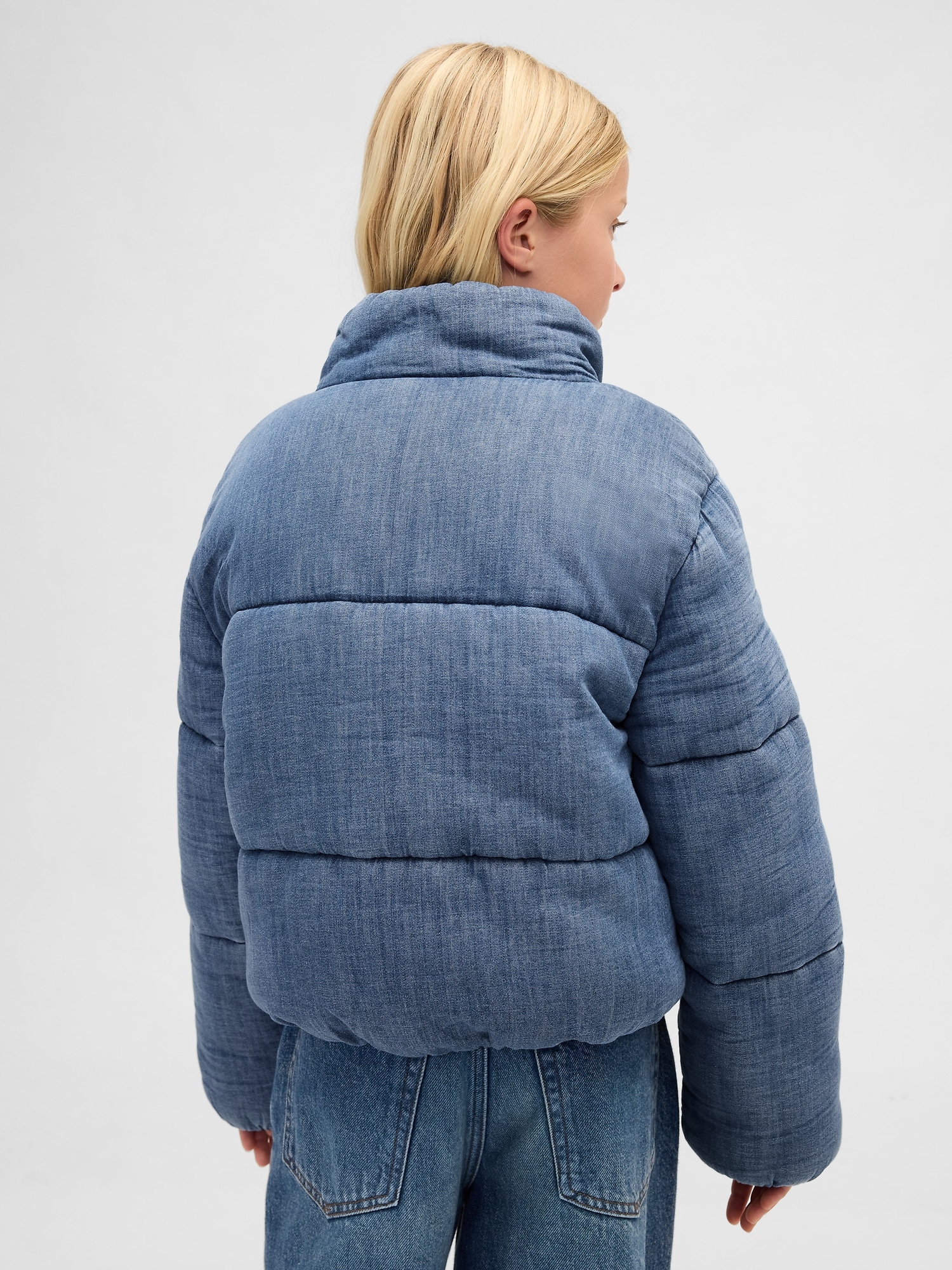 Kids Cozy-Lined Denim Puffer Jacket