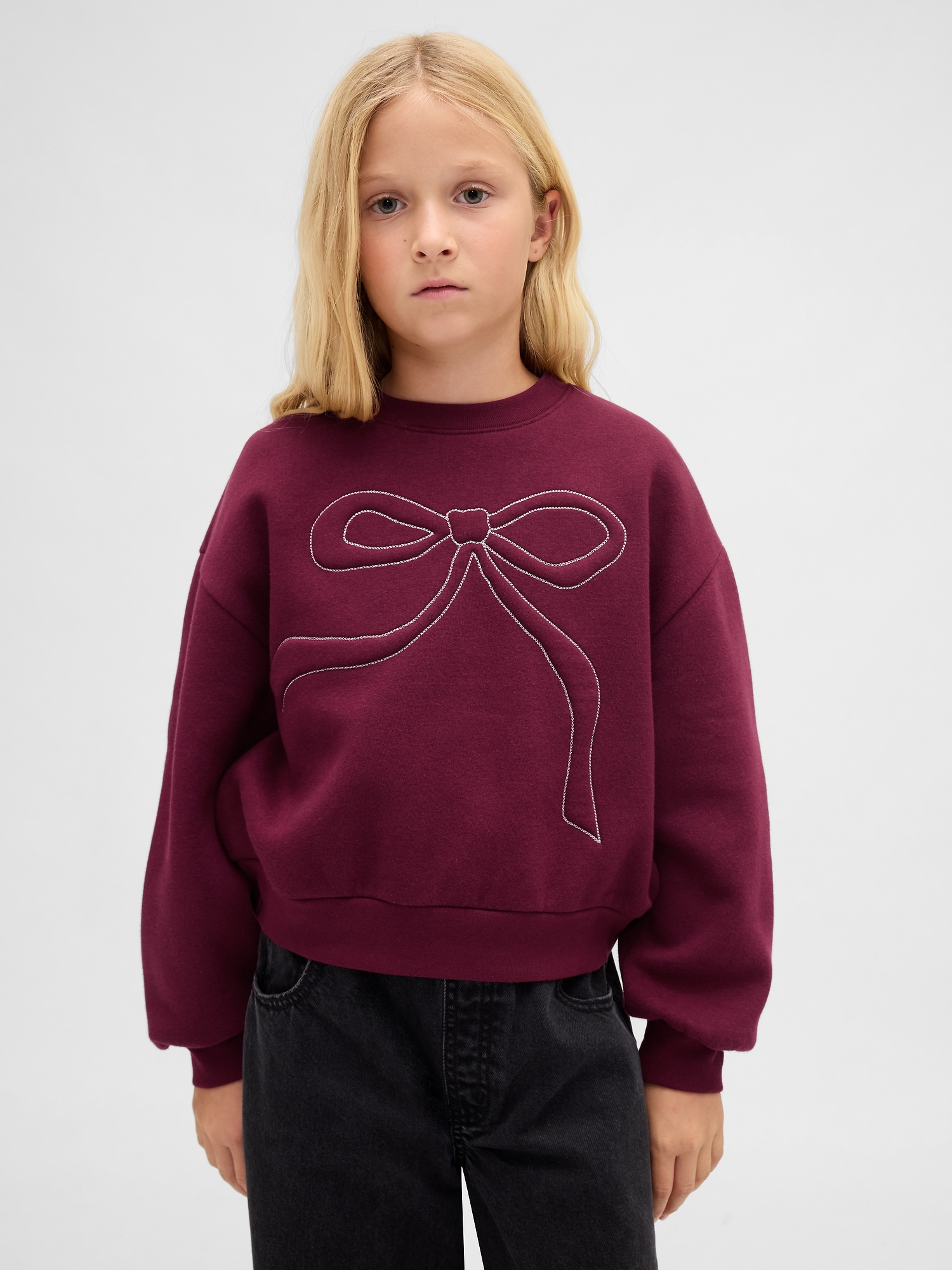 Kids Embellished Dolman Sweatshirt - Red Delicious
