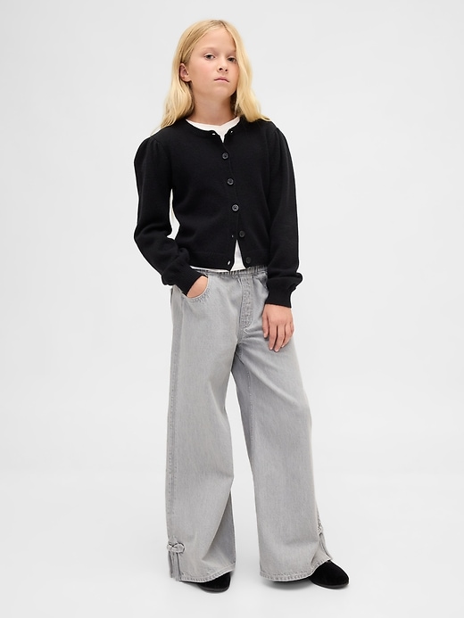 Image number 1 showing, Kids Low Rise Bow Split-Hem Baggy Jeans