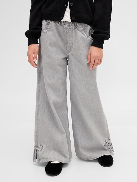 Image number 3 showing, Kids Low Rise Bow Split-Hem Baggy Jeans