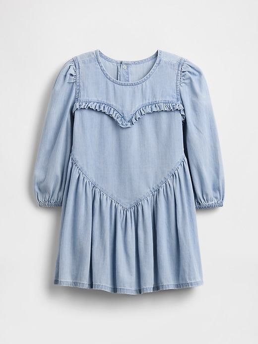 Image number 1 showing, Baby & Toddler Denim Ruffle Heart Dress