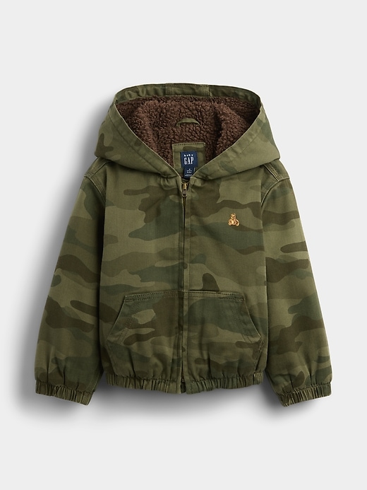Image number 2 showing, Baby & Toddler Sherpa-Lined Hooded Camo Denim Jacket