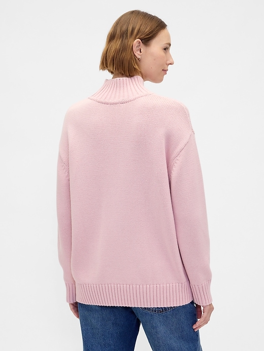Image number 3 showing, 100% Cotton Oversized Mockneck Sweater