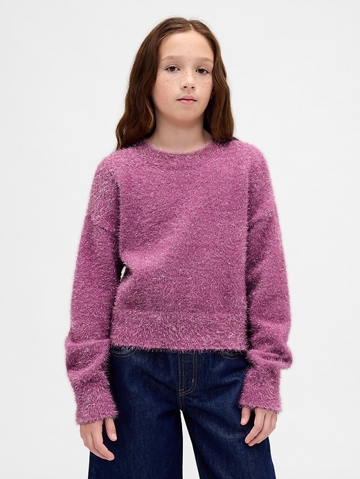 Image number 1 showing, Kids Metallic Eyelash Crewneck Sweater