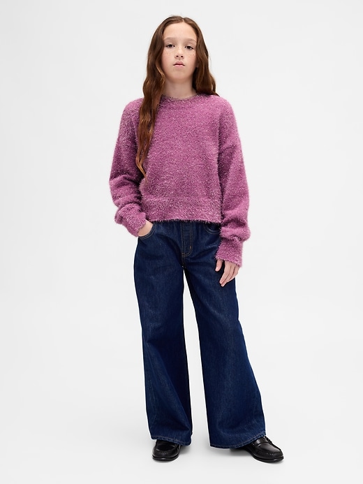 Image number 4 showing, Kids Metallic Eyelash Crewneck Sweater
