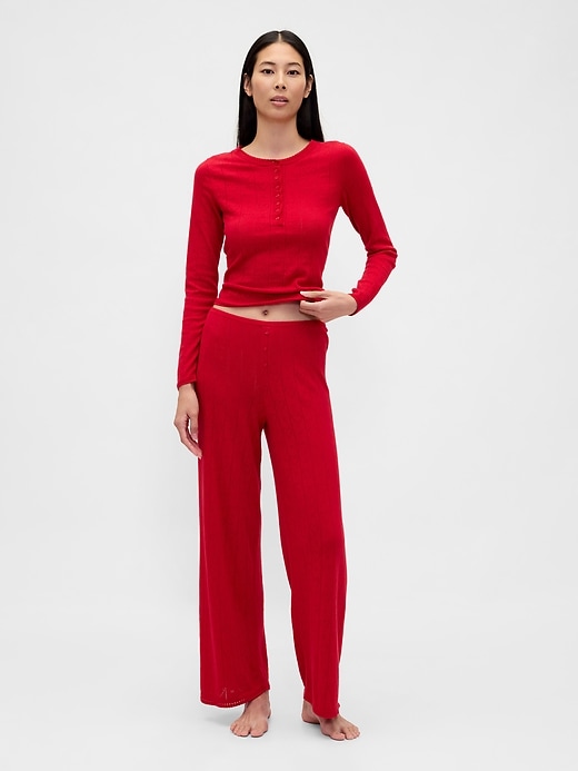 Image number 2 showing, Lightweight CashSoft Pointelle Heart PJ Top