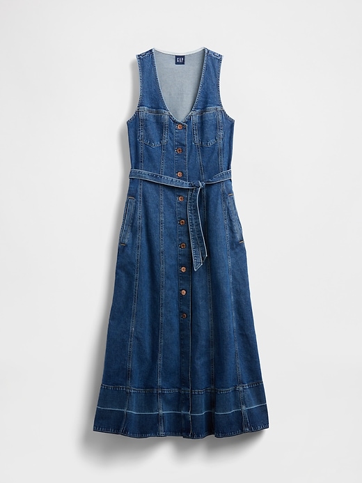 Image number 5 showing, Denim Belted Button-Front Maxi Dress