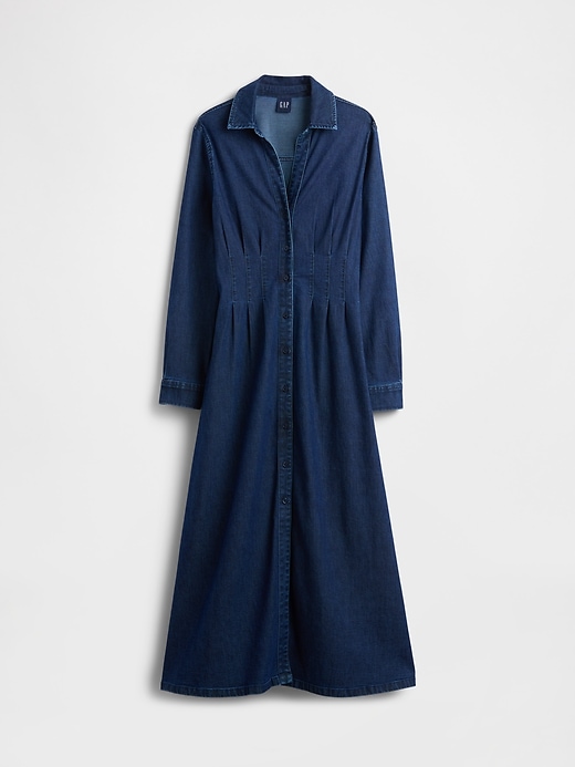 Image number 5 showing, Denim Pintuck Button-Front Maxi Dress