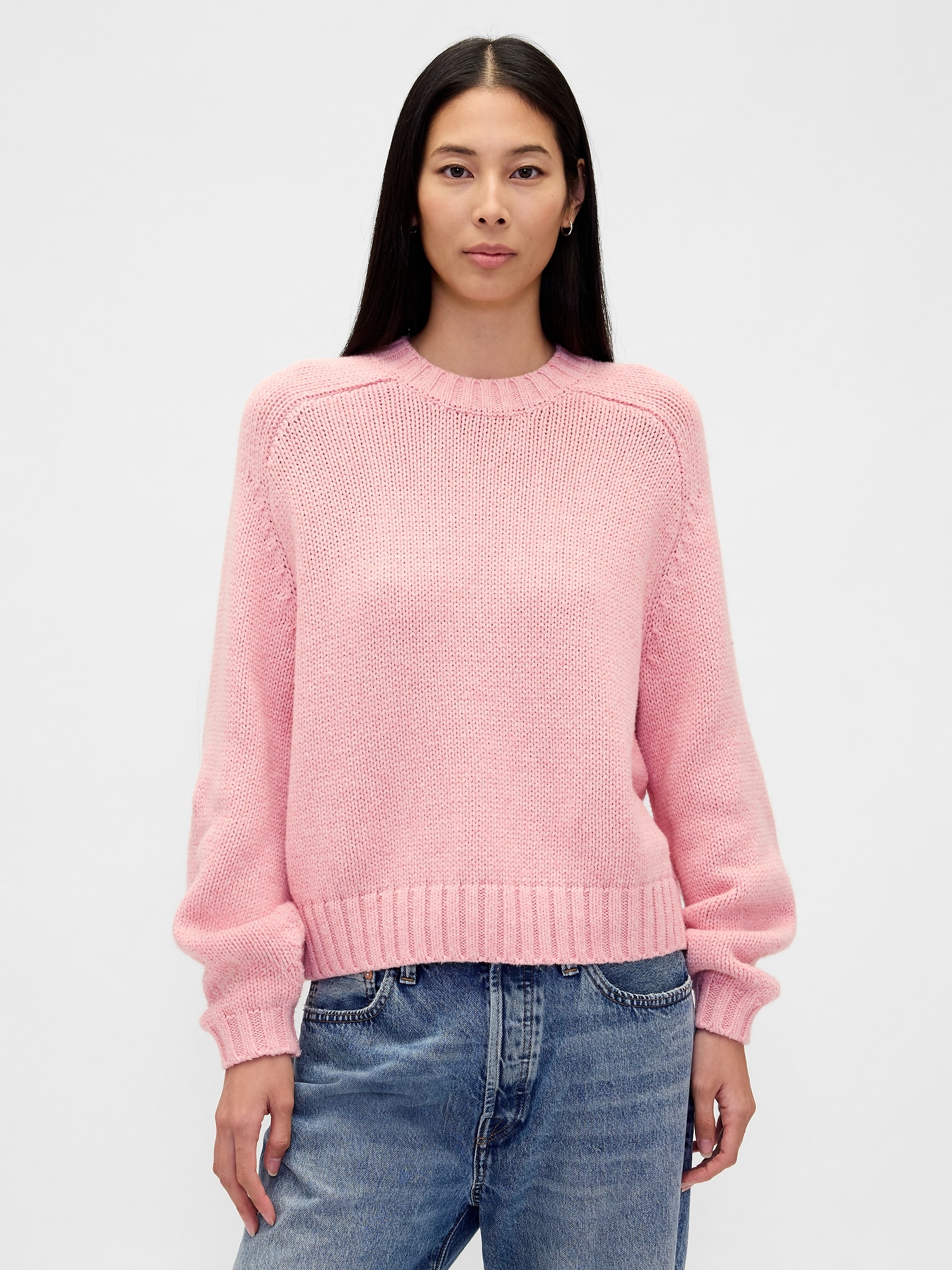 Cotton-Blend Relaxed Crewneck Sweater