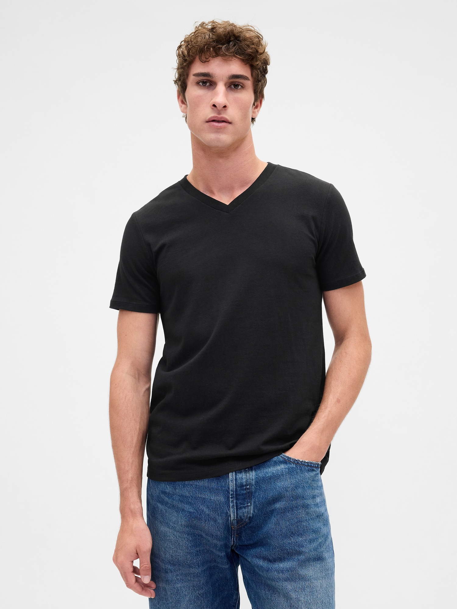 Cotton Jersey V-Neck T-Shirt