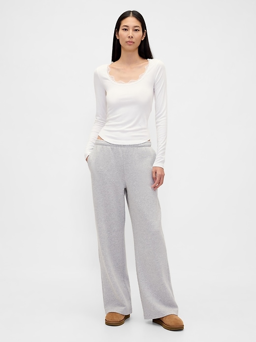 Image number 2 showing, Mini Rib Lace-Trim PJ Top