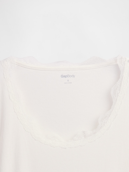 Image number 4 showing, Mini Rib Lace-Trim PJ Top