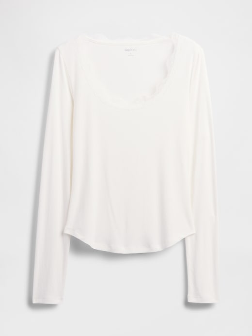 Image number 5 showing, Mini Rib Lace-Trim PJ Top